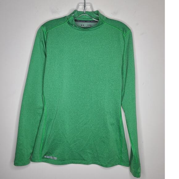 Under Armour bright green cold gear mock neck long sleeve shirt - large - Picture 1 of 7